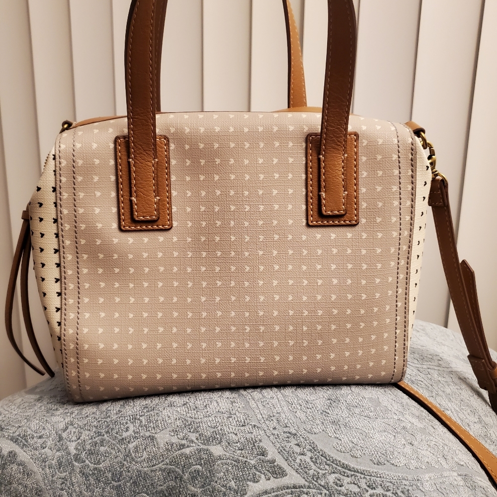 Fossil Emma Satchel Grey and White. - Picture 3 of 8